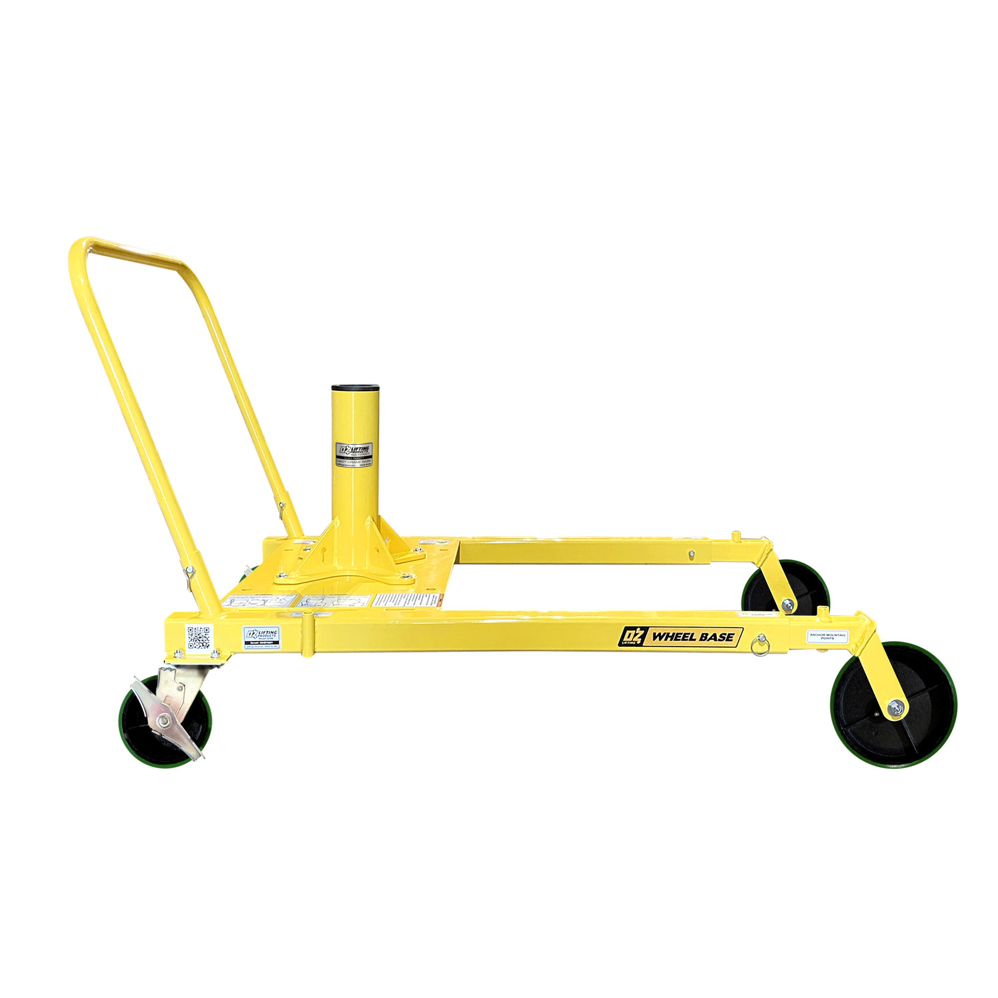 OZ Lifting Products, Wheel Base for use with OZTP500DAV davit crane, Max. Capacity 1200 lb, Min. Lift 1 in, Max. Lift 120 in, Model# OZWB2-TP